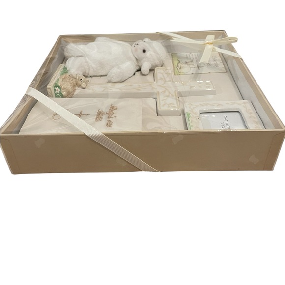 Baby Gift Set with Cross, Lamb, Frame, Bible 10”x10” box - Picture 3 of 5